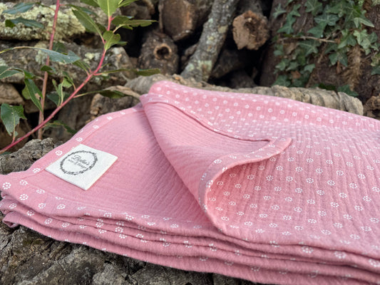 Plaid Sónia Rosa empolvado con Margaritas - Manta Muselina