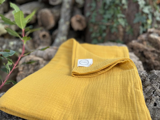 Plaid Sónia Ocre lisa - Muselina 100% Algodón