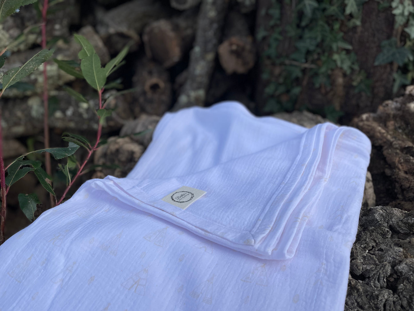 Plaid Sónia Blanco con estampado Tipis Amarillos - Muselina