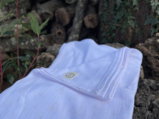 Plaid Sónia Blanco con estampado Tipis Amarillos - Muselina