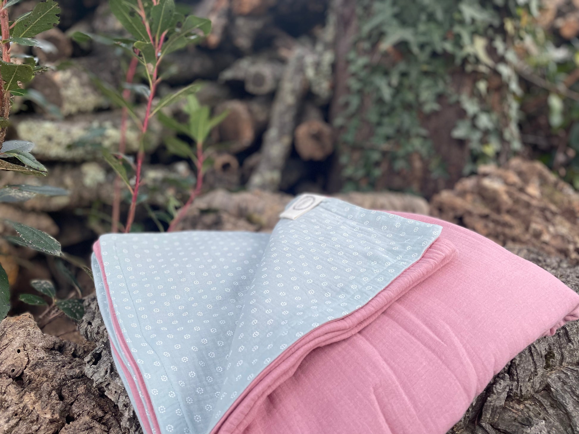 Plaid Carmen Rosa Empolvado con Margaritas Verde - Arrullo bebé