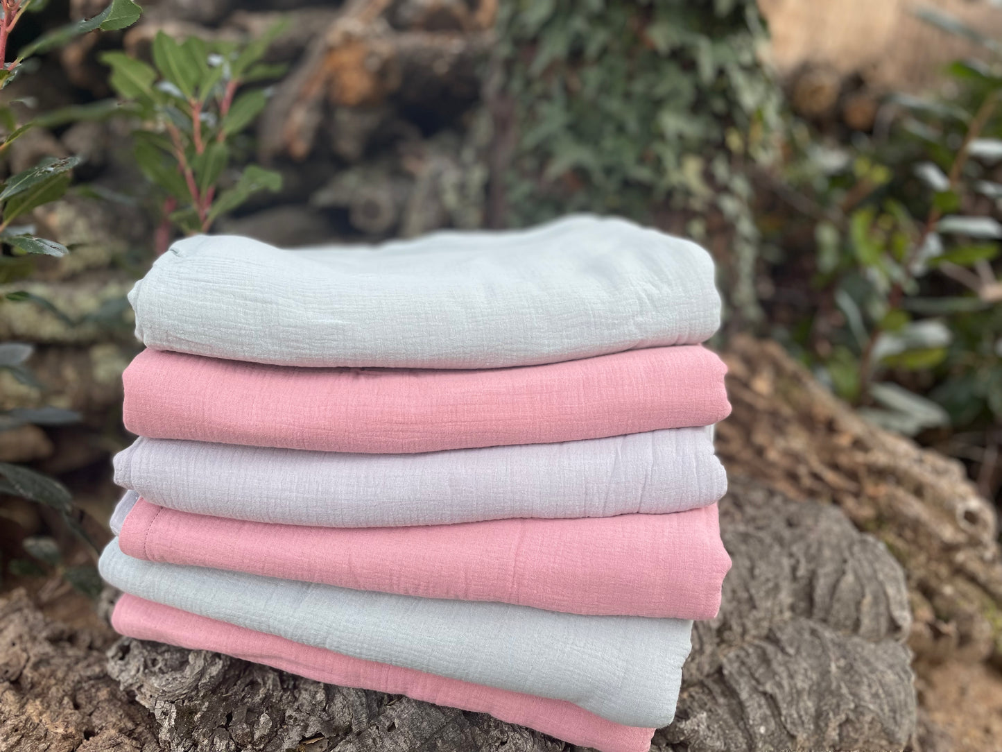 Plaid Carmen Verde con Margaritas rosa Empolvado - ideal para regalar