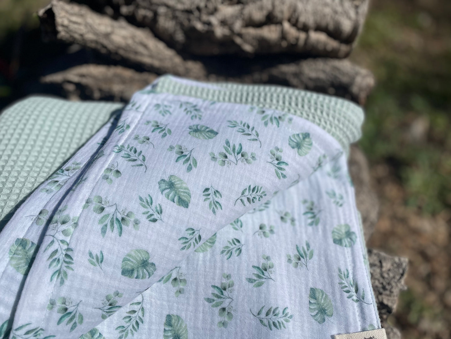 Plaid Sami Verde y Hojas - Algodón 100%