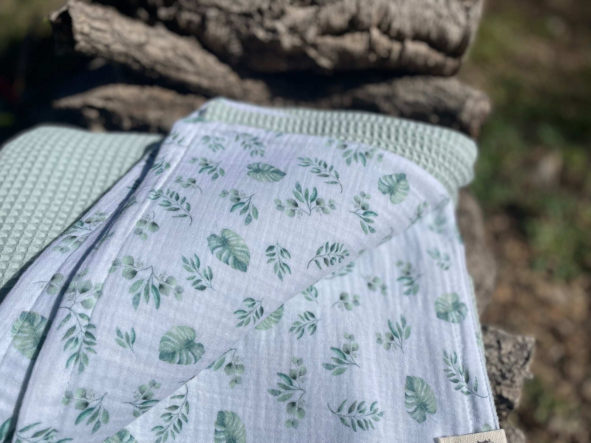 Plaid Sami Verde y Hojas - Algodón 100%